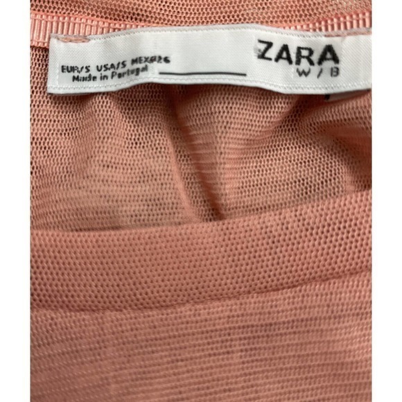 ZARA Top Women's 8 Embroidered Tulle Ruffled Short Sleeves Blouse Multi - Picture 6 of 6
